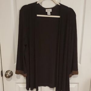 Chico's  Brown Cardigan with Beaded Trim